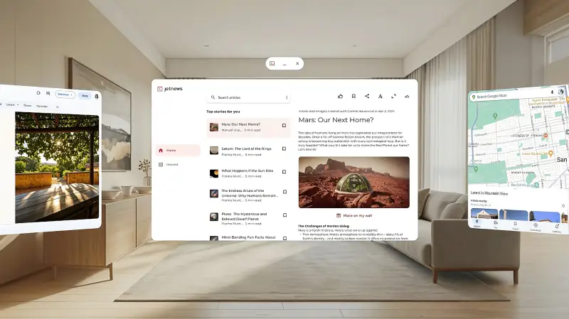 La interfaz del sistema operativo Android-XR